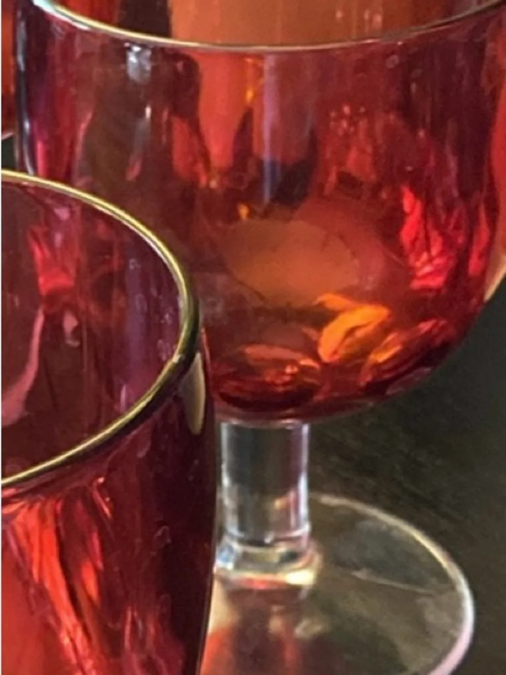 Set of 8 Ruby Red Bartlett Collins Goblets - Vintage Style Wine Glasses